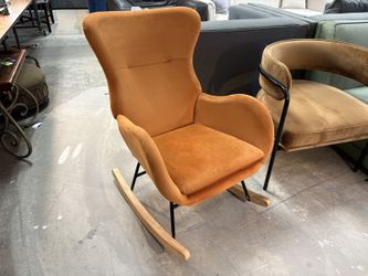 Orange Modern Teddy Fabric High Rocking Lounge Chair