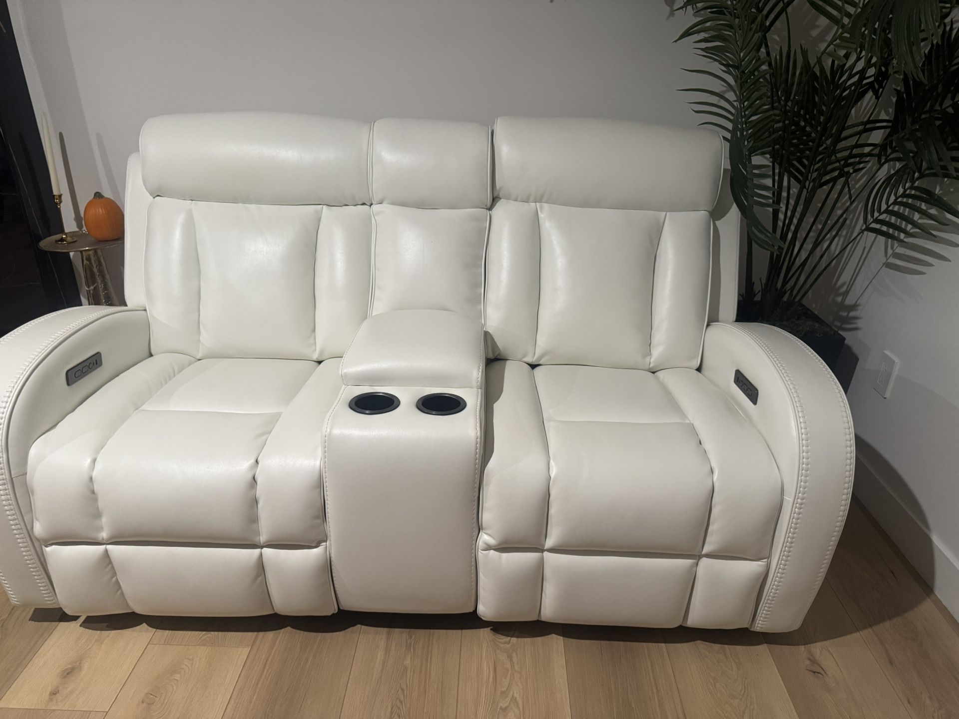 Leather Reclining Chair, Recliner, White Leather Chair