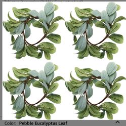  Candle Rings Wreaths 4inch Artificial Eucalyptus Leaves 