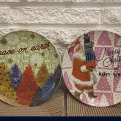 ROSanna A groovy kind of christmass set of 4 glass salad plates brand new with box packed