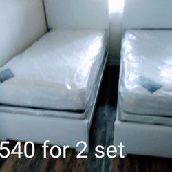 $540 For 2 White Twin Bed With Mattress And Boxspring Brand New Free Delivery 🚚 free Assembly (Sofa,Couch, Sectional)
