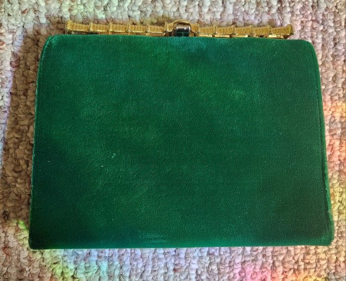 Green velvet clutch