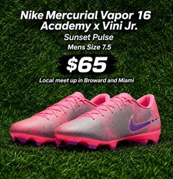 Nike Mercurial Vapor 16 Academy x Vini Jr. Sunset Pulse Mens Size 7.5 Soccer Cleats/ Botines / Guayos