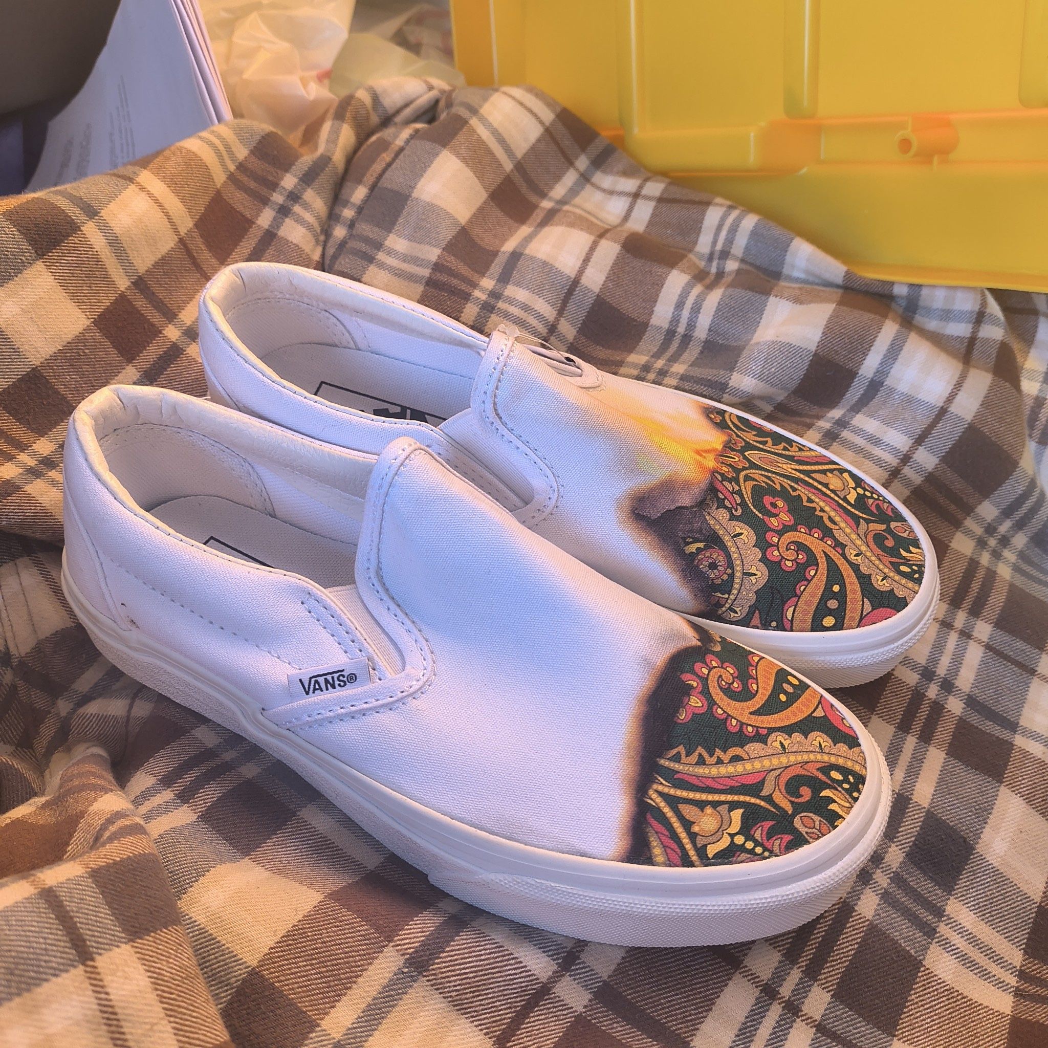 Vans White Slip Ons