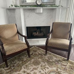 Elegant Upholstered Accent Chairs – Solid Wood (Set of 2) $79