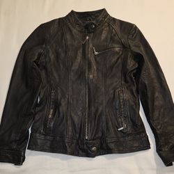 Dolly Lamb Womens Leather Jacket Black Size Small