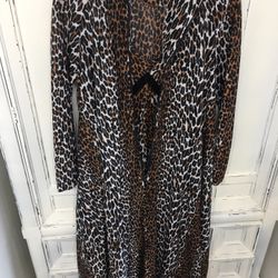 Vintage Sleep Wear Set - Leopard Nightgown & Robe Cover