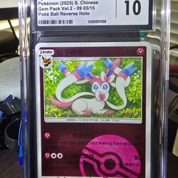 Sylveon Pokeball Reverse Holo. GEM MINT 10