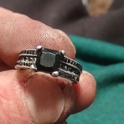 Vintage Silver And Black Diamond Ring