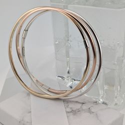Vintage 14K Tri-color Gold Filled Over 925 Sterling Silver 3 Roller Interlocking  Bracelet 🧡💛🤍👌