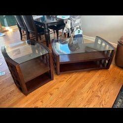 Brown Coffee Table With 2 Side Tables
