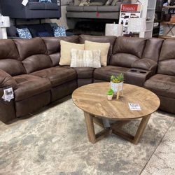 Chocolate Brown Tambo Canyon 2 Piece Reclining Sectional Couch | Living Room Set 👌 Brand New ✨ Available Delivery 📦 
