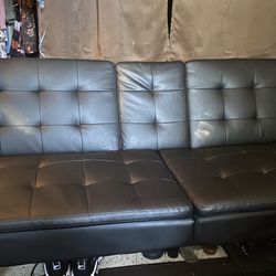 Futon Couch Black Leather