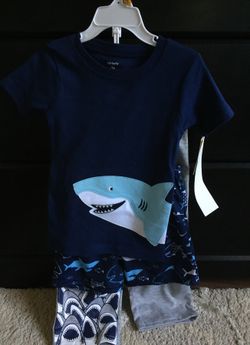 3 piece carters pajama set (t-shirt, pants and shorts) 3T