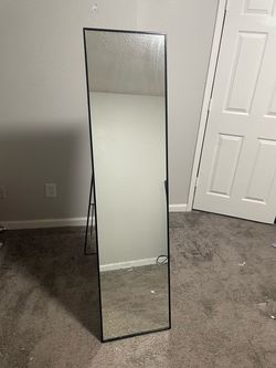 Black Full-Length Floor Mirror with Stand