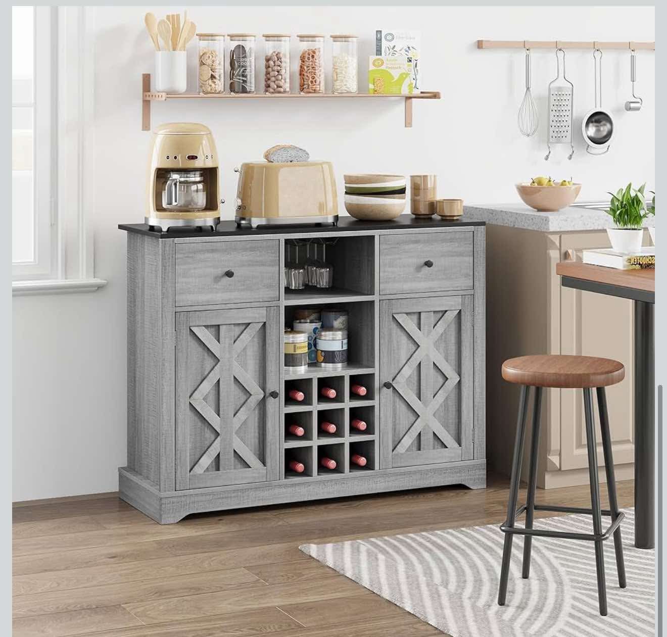 Buffet Cabinet with Storage, 44.5” Bar Cabinet with 2 Drawers S-27