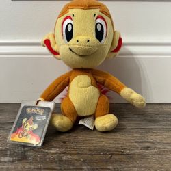 2017 TOMY POKEMON CHIMCHAR PLUSH STUFFED ANIMAL 8" TALL WITH TAG
