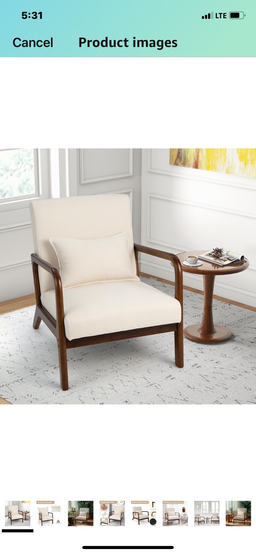 New assembled Mid-Century Accent Chair - Upholstered Lounge Armchair with Pillow, Solid Wood Legs