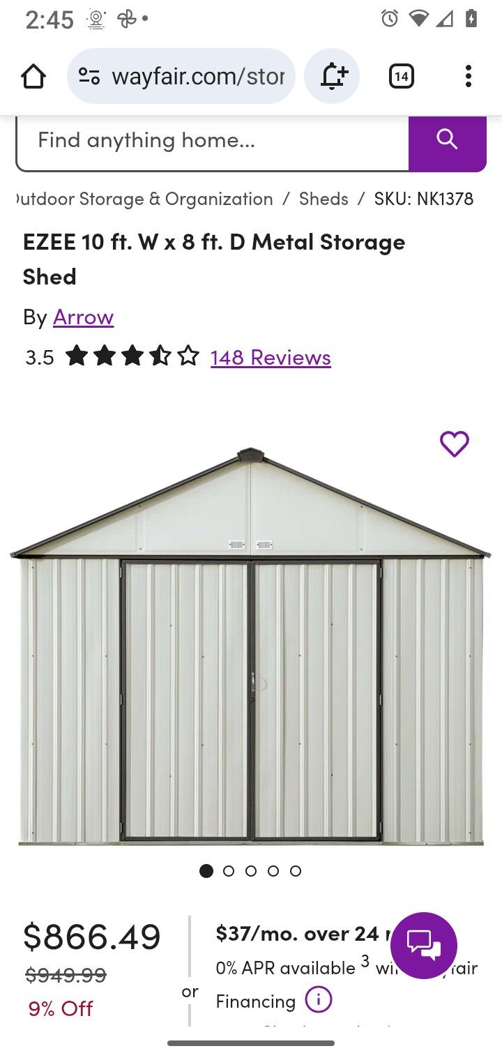 New 8x10 Metal Shed
