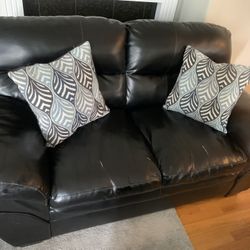 Black Leather Loveseat 