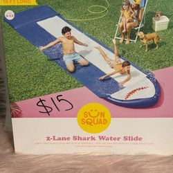 Sun Squad 2-lane Shark Water Slide 18 Ft Long For Ages 5-12