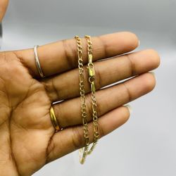 10 KT REAL GOLD FIGARO  CHAIN 