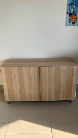 IKEA BESTÅ Storage combination with doors, white stained oak effect/Lappviken/Stubbarp white stained oak effect, 47 1/4x16 1/2x29 1/8