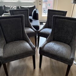 Set of 4 Modern Upholstered Dining Chairs – Charcoal Gray
