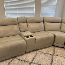 Super Deal – $500! Gearhart 6-Piece Leather Power Reclining Sectional w/ Power Headrests