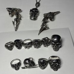 Silver Rings, necklace, And Pendant 