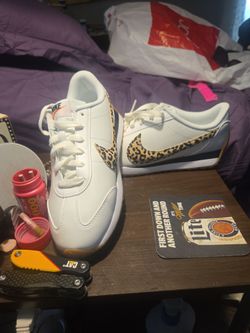 Nike Cortez White Leopard Print Sneakers