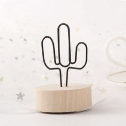Cactus Clips for Place Cards / Business Cards - Wood Base - Retro - Lot of 12