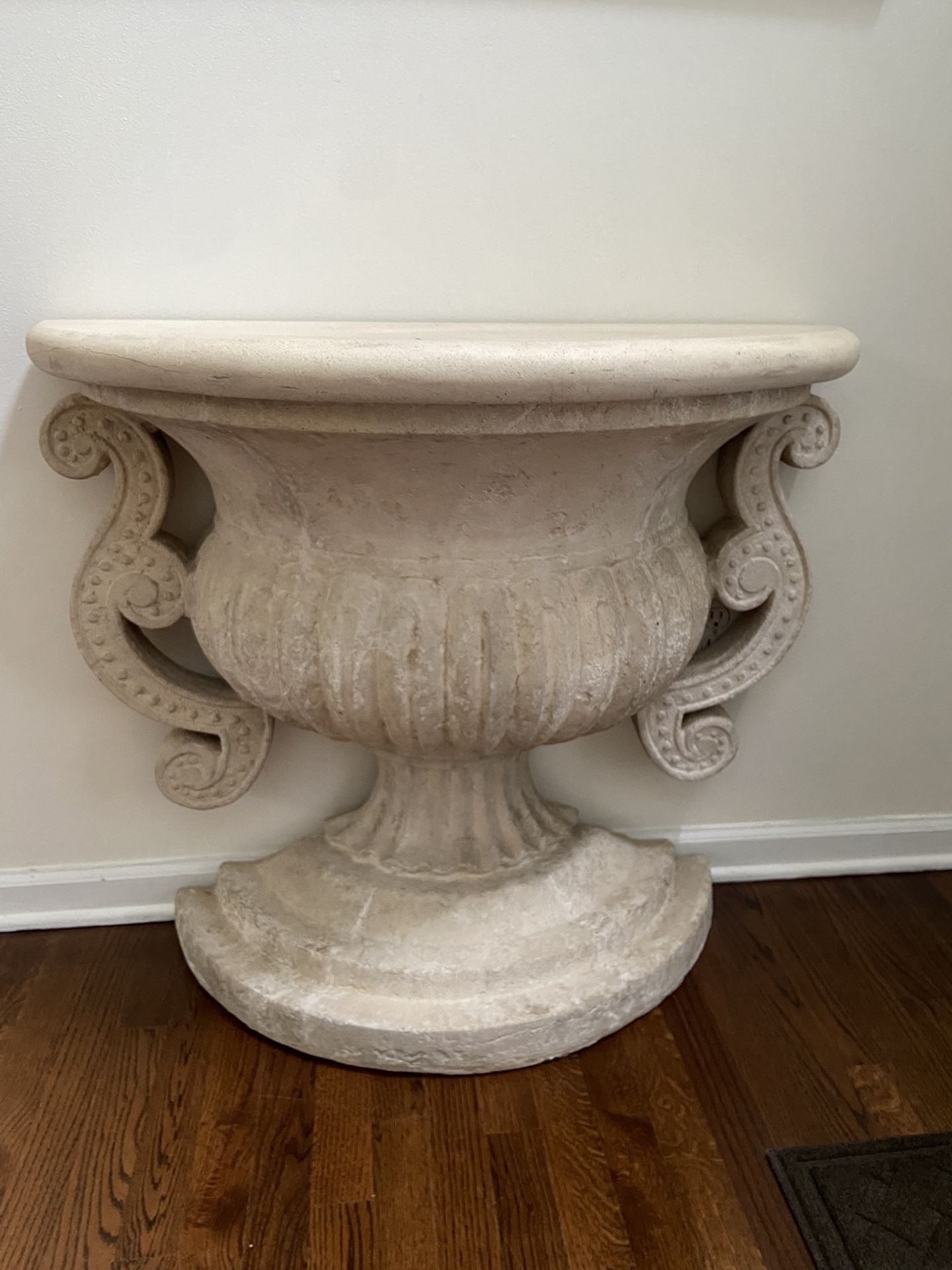 Stone Composite Half moon Console Table from FRONTGATE