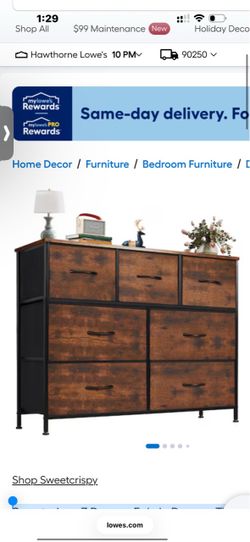 Sweetcrispy 7 Drawer Fabric Dresser TV Stand Storage Organizer with Metal Frame Rustic Brown