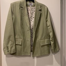 Cotton Khaki Blazer L Petite