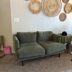 Living Spaces Green Loveseat 