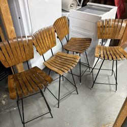 4 Matched Vintage Midcentury Antique Barstools