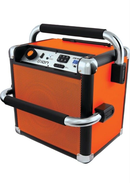 ION Job Rocker | Portable Heavy-Duty Bluetooth Speaker with AM/FM Radio (Orange)