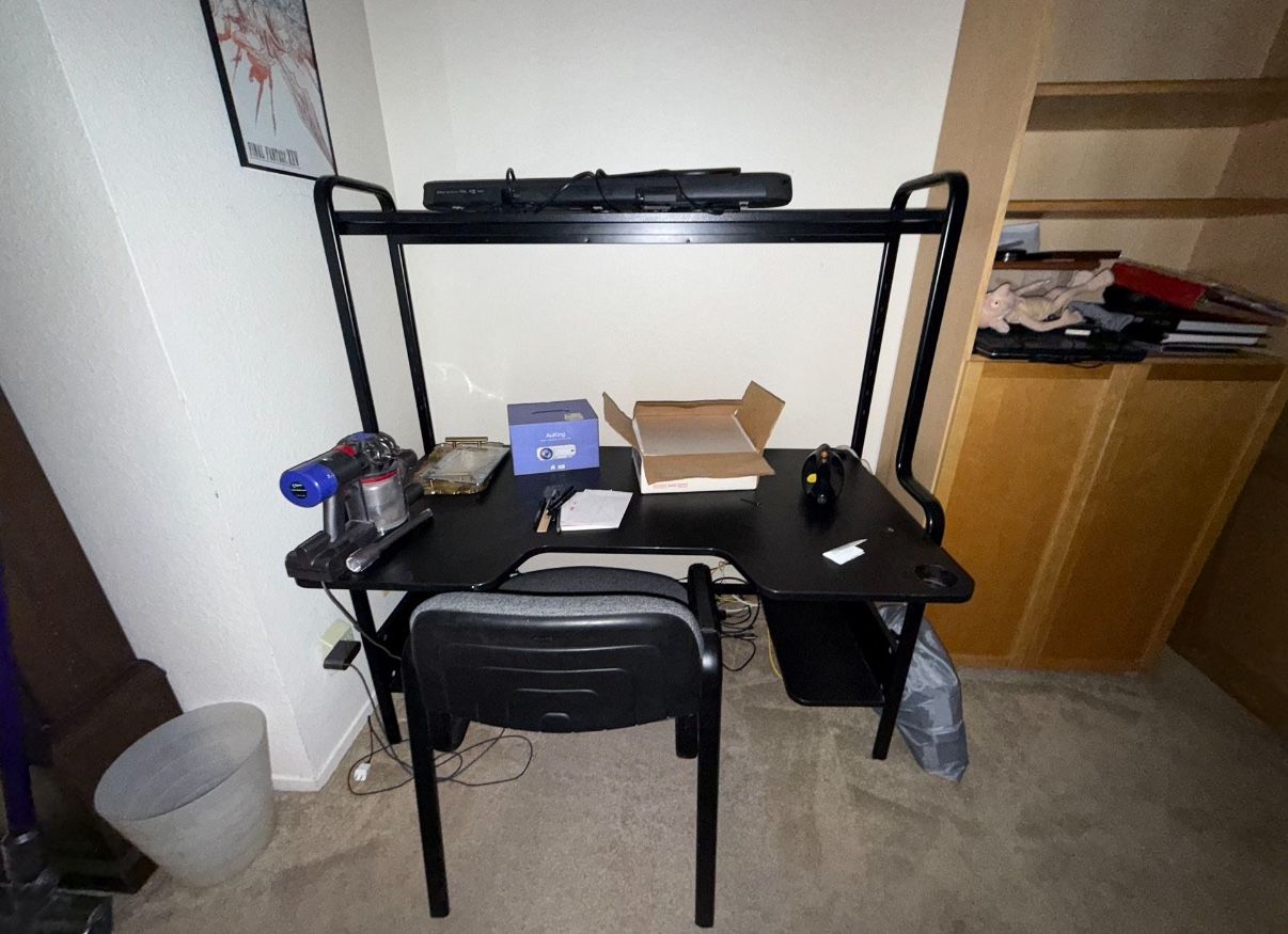 IKEA FREDDE Gaming / Computer Desk w/ Built-in Monitor Shelf & Cupholders