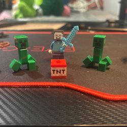 LEGO Minecraft Minifigure Lot – Steve, Alex, Creepers & Skeleton