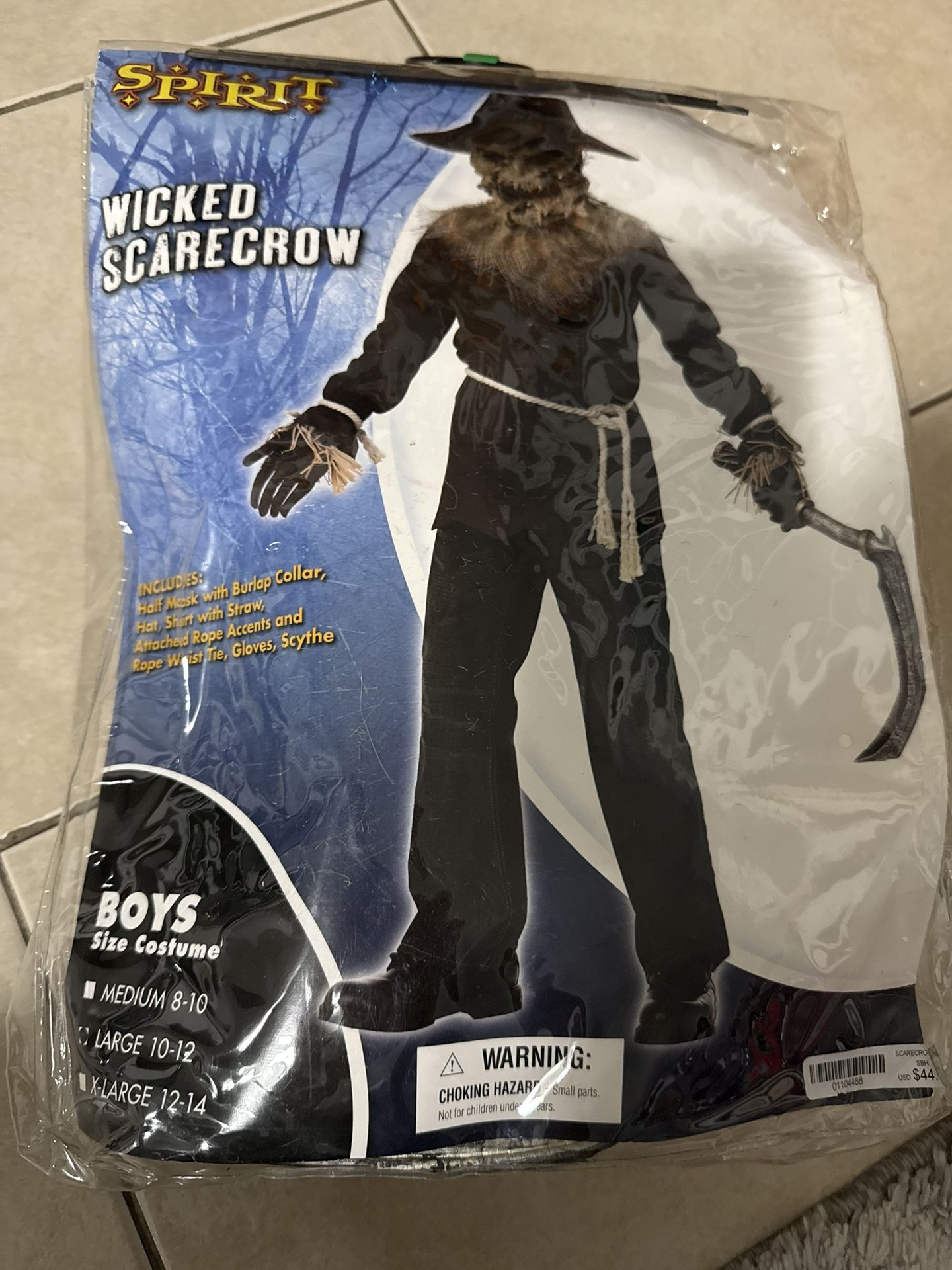 Spirit Wicked Scarecrow Child Halloween Costume Size Unisex Child Large 10-12