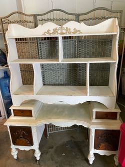 Antique hutch  desk 2pc wood