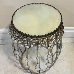 Antique Glass Top End Table 19”H