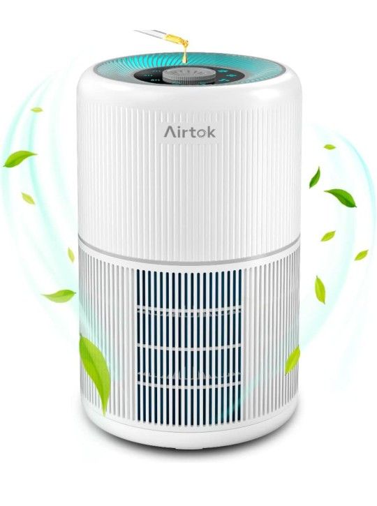 AIRTOK Air Purifiers for Bedroom Home, H13 True HEPA Air Filter for Smoke, Dust, Odors, Pollen, Pet Dander 99.97% Removal, Air Purifiers Large Room wi