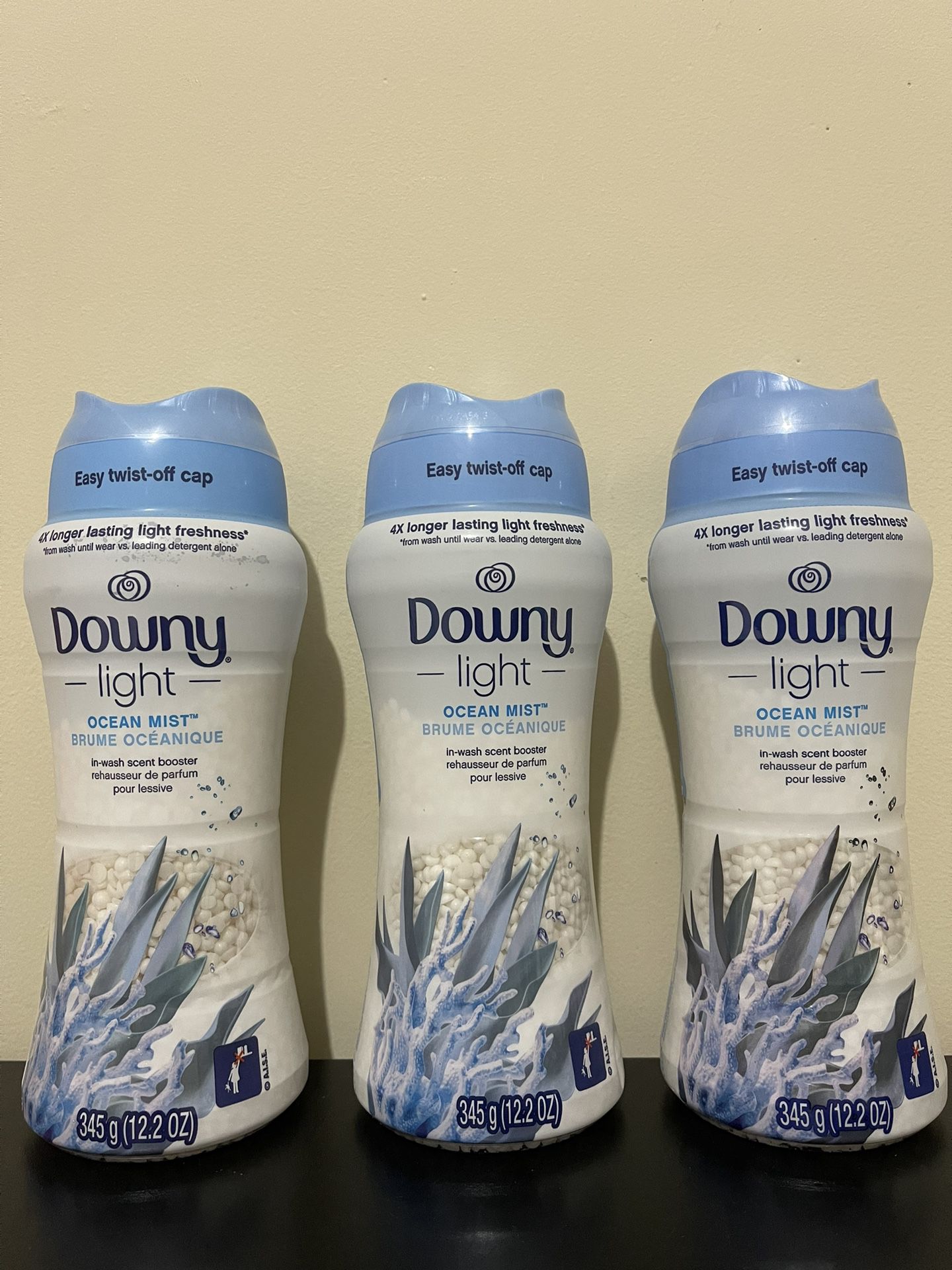 Lot Of 3 Downy Light Ocean Mist In Wash Scent Booster