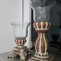 EUC SOUTHERN LIVING AT HOME  HISTORIC BELL JAR CANDLE HOLDER SMALL & LARGE Set