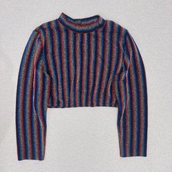 🌈✨ Vintage Rainbow Metallic Crop Top ✨🌈