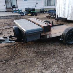 TILT TRAILER 10' X 5' TOOL BOX, LIGHTS, 2" BALL, NEWER TIRES $650 OBO! 