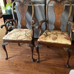 Two Queen Anne Arm Chairs