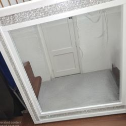 BEST OFFER!!!!!Square White Mirror With White Rhinestone Trim